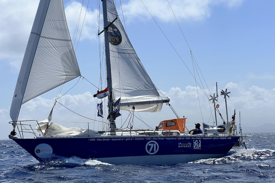 Abhilash Tomys (Bayanat) second Cape Horn rounding despite gear failure. Credit: Aïda Valceanu/ GGR2022