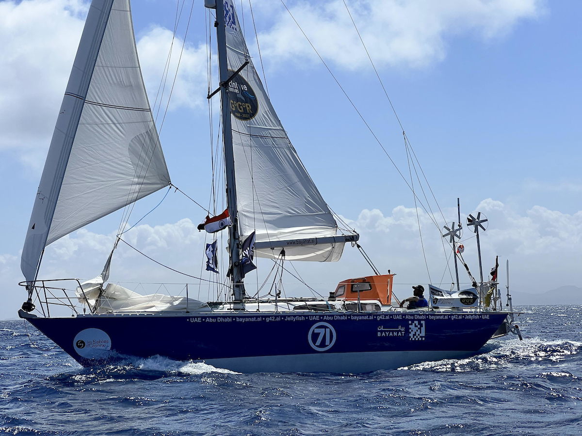 Abhilash Tomys (Bayanat) second Cape Horn rounding despite gear failure. Credit: Aïda Valceanu/ GGR2022