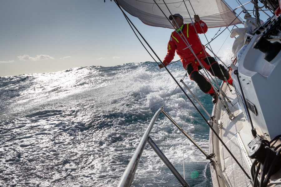 Guido Cantini aboard Hannah of Cowes the Vancouver 34. Due to personal issue, he had to retire from 2022 GGR, but he will participate in the 2026 GGR. Phtoto © Guido Cantini/Hannah Racing