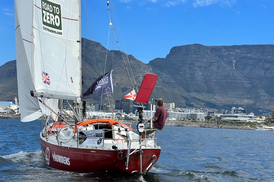 GGR2022 Entrant Simon Curwen (Race No. 04) / UK / Biscay 36 - " CLARA " passing Cape Town Gate at around 1330 UTC on 7th November 2022. Picture Credit:Aïda Valceanu / GGR2022